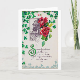 Tarjeta Rosa del Día de San Patricio, añejo