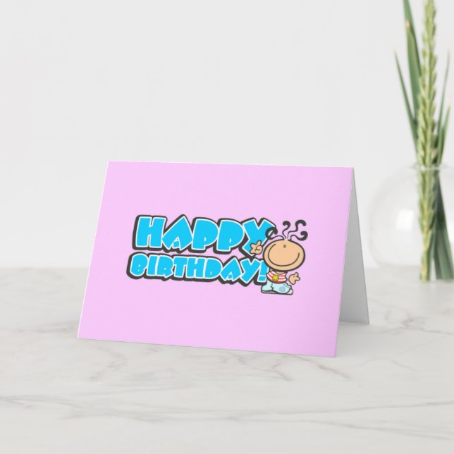 Tarjeta rosa del personalizado de cumpleaños feliz (Anverso)
