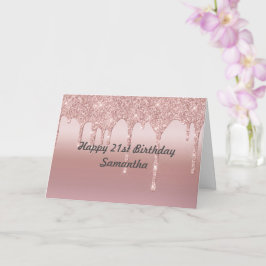 Tarjeta Rosa Dorada Brillante Personalizada
