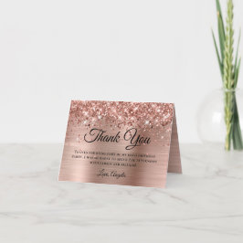 Tarjeta Rosa Dorado Brillante Gracias por tu 60 Cumpleaños