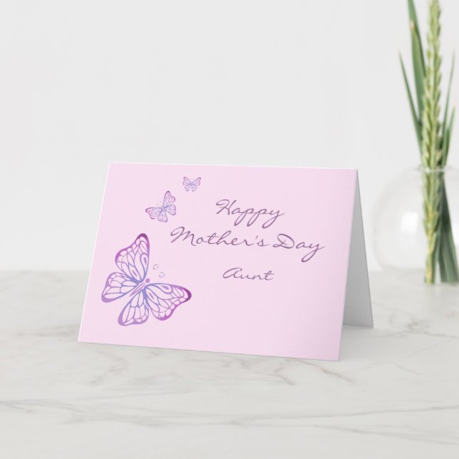 Tarjeta Rosa elegante de las mariposas del jardín del día (Anverso)