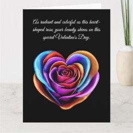 Tarjeta Rosa en forma de corazón colorido - Día de San Val