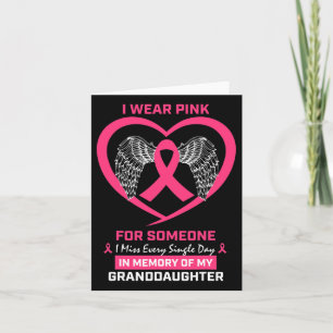 Tarjeta Rosa En Memoria De Mi Nieta Cáncer De Mama A