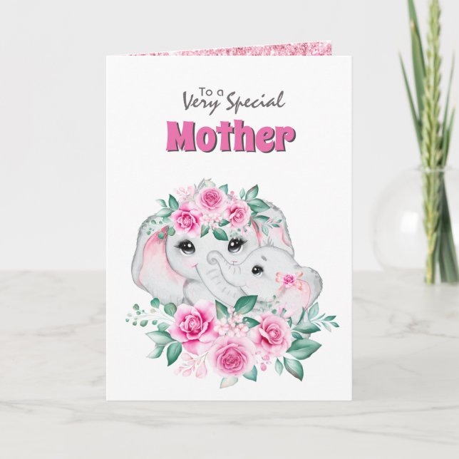 Tarjeta Rosa especial de elefante para lactantes y madres  (Anverso)