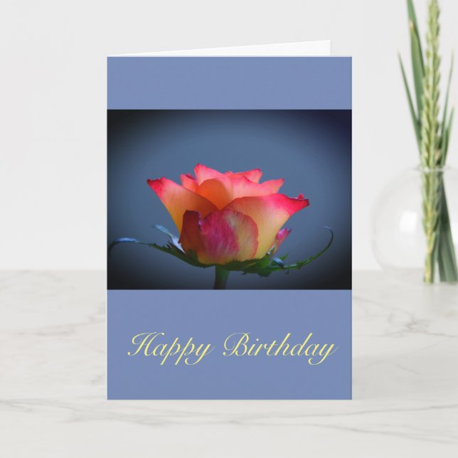 Tarjeta Rosa Feliz Cumpleaños Personalizable (Anverso)