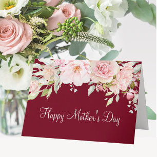 Tarjeta Rosa Flor Floral Pastel Rosa Día de la Madre Feliz
