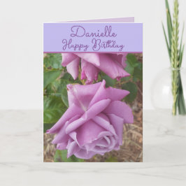 Tarjeta Rosa Flor Púrpura Nombre de Niña Cumpleaños