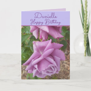 Tarjeta Rosa Flor Púrpura Nombre de Niña Cumpleaños