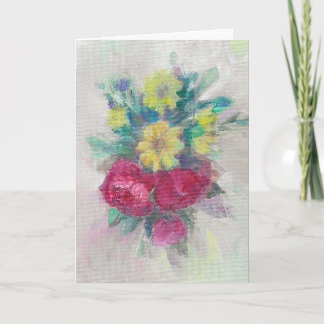Tarjeta "Rosa Floral Medley".Tarjeta de felicitación de cu (Anverso)