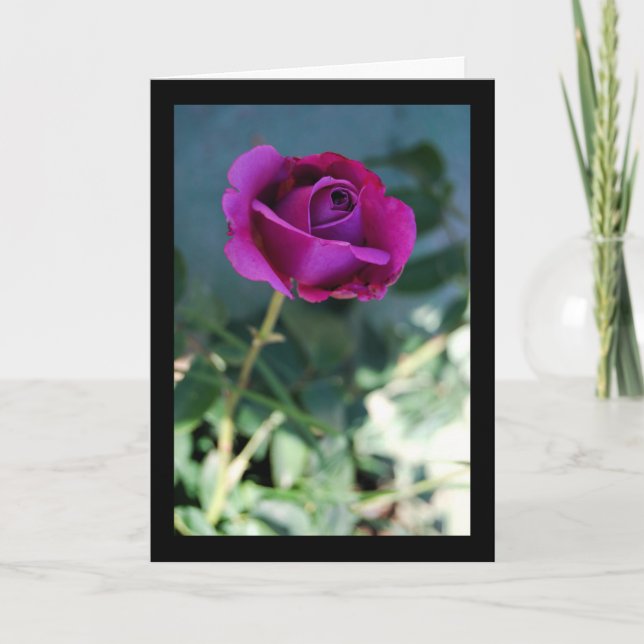 Tarjeta Rosa Floral Púrpura (Anverso)