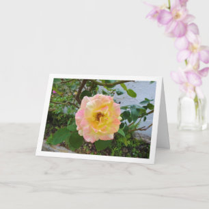 Tarjeta Rosa floral rosa y amarilla