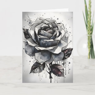 Tarjeta Rosa - Flores de acuarela