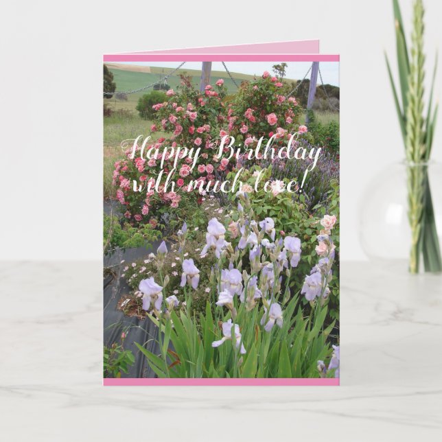 Tarjeta Rosa Flower Garden floral Happy Birday Card (Anverso)