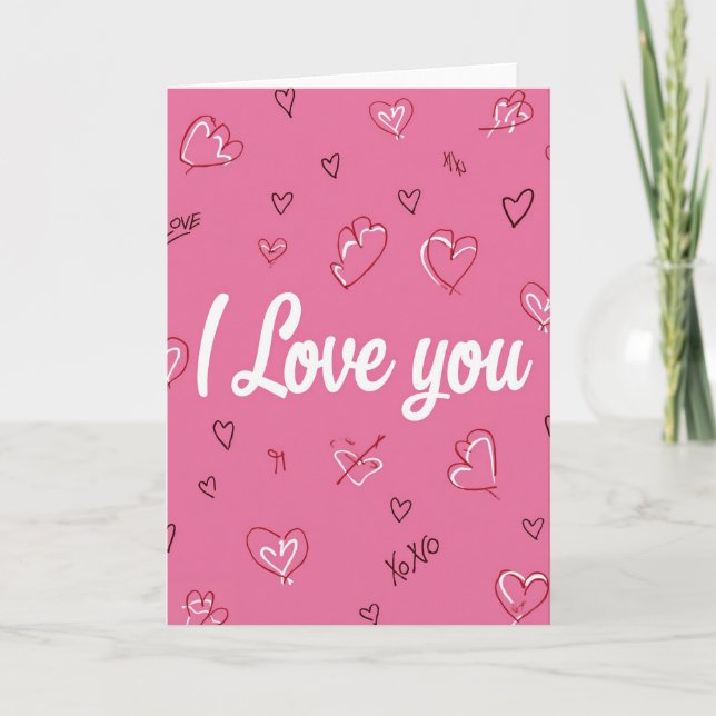 Tarjeta Rosa Fucsia 'Te Amo' (Anverso)