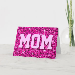 Tarjeta rosa glitz 'MOM' 'Happy Mother's Day'