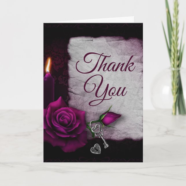 Tarjeta Rosa gótico, Fiesta de velas y cestas gracias (Anverso)