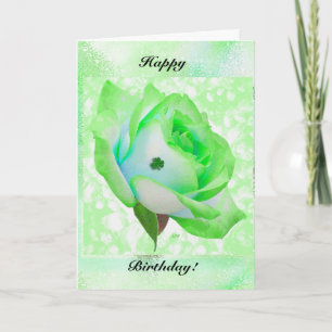 Tarjeta ¡rosa irlandés verde y cumpleaños!