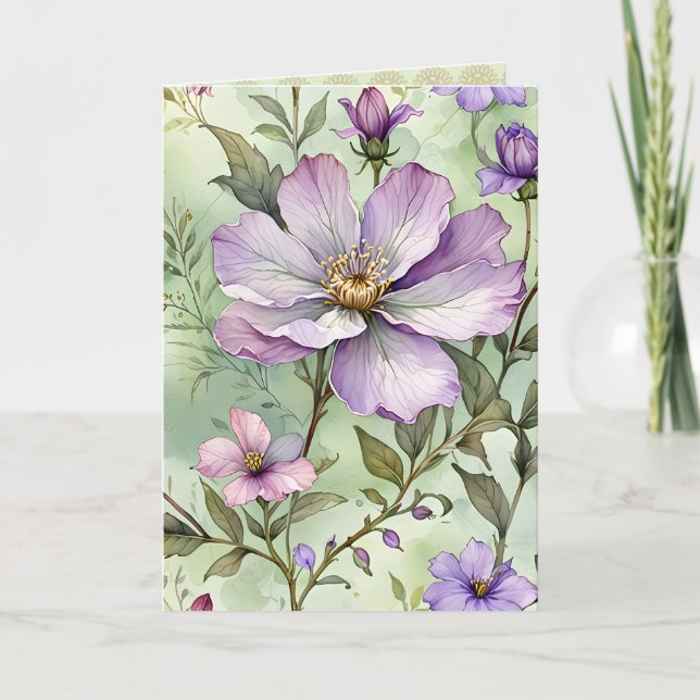 Tarjeta Rosa Lavanda Hermosa (Anverso)