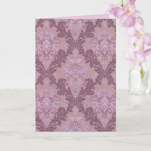 Tarjeta Rosa Lavanda Polvorienta Lila Mauve Damask Elegant