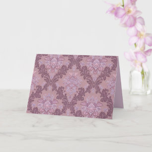 Tarjeta Rosa Lavanda Polvorienta Lila Mauve Damask Elegant