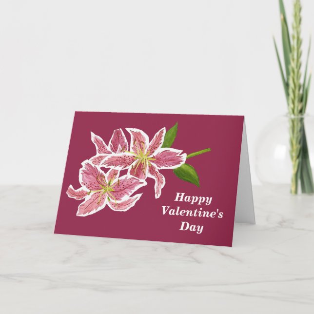 Tarjeta rosa Lily Valentine (Anverso)