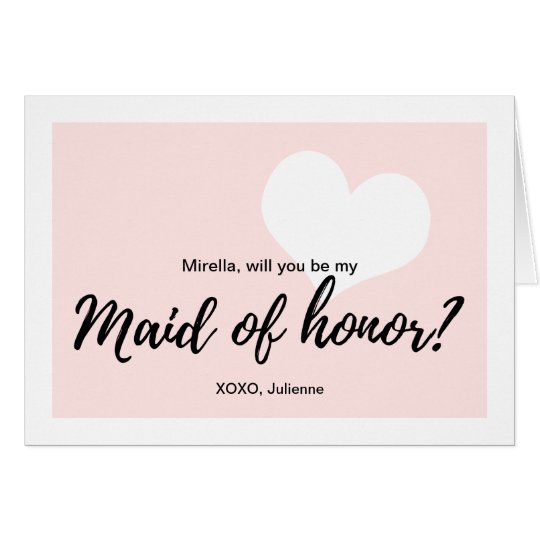 Tarjeta Rosa lindo del corazón "usted será mi criada del
