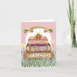 Tarjeta Rosa lindo Prefiero Leer Bookworm Cumpleaños