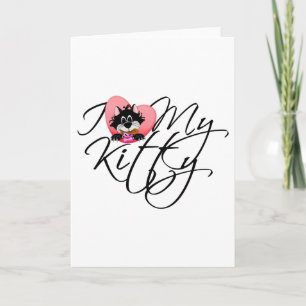 Tarjeta Rosa Me encantan mis camisetas y regalos Kitty