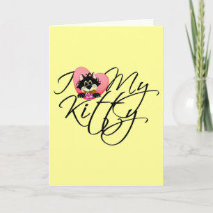Tarjeta Rosa Me encantan mis camisetas y regalos Kitty