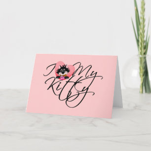 Tarjeta Rosa Me encantan mis camisetas y regalos Kitty