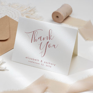 Tarjeta Rosa moderno Boda de guiones gracias