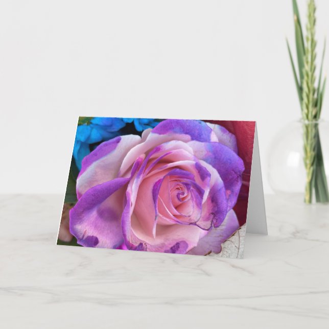 Tarjeta rosa morada y rosa en blanco (Anverso)