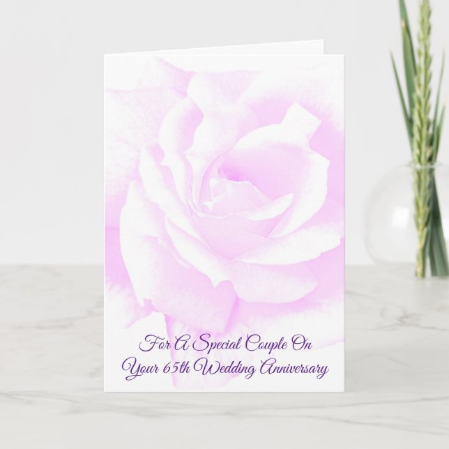 Tarjeta Rosa morado personalizado 65° aniversario Boda (Anverso)