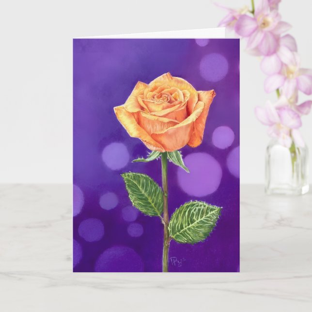 Tarjeta Rosa Naranja (Orquídea)