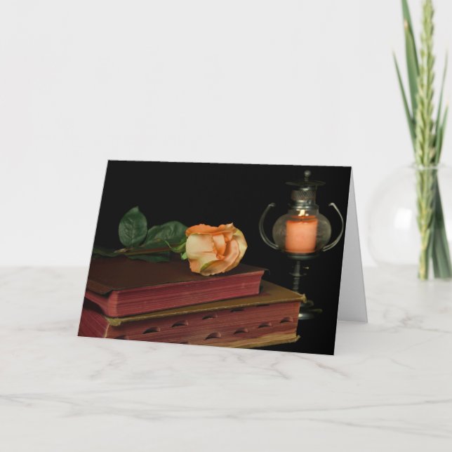 Tarjeta Rosa Naranja de simpatía en la Biblia (Anverso)
