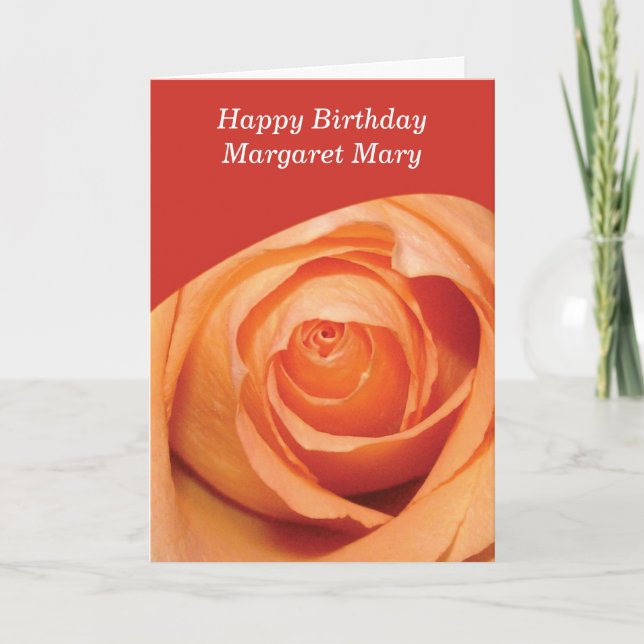 Tarjeta Rosa naranja Nombre personalizado Cumpleaños relig (Anverso)
