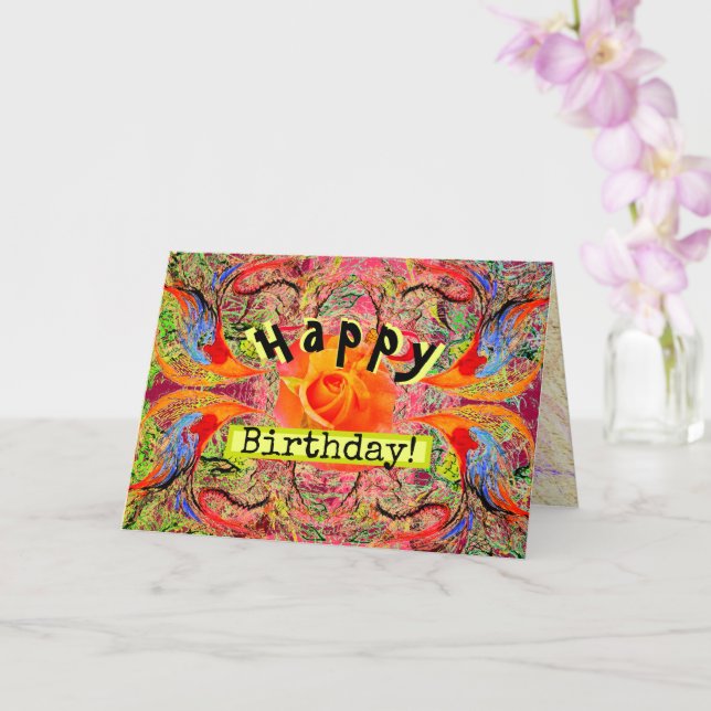 Tarjeta Rosa naranja personalizable de fantasía victoriano (Orquídea)