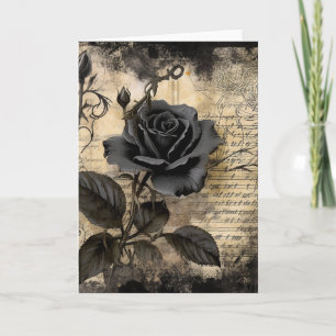 Tarjeta Rosa Negra en Blanco