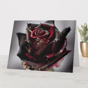 Tarjeta Rosa Negra Ornata de Vaporpunk