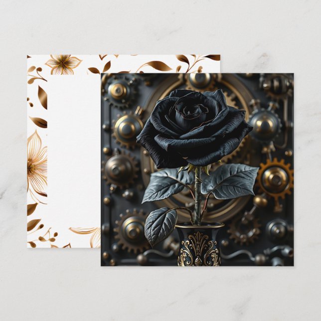 Tarjeta Rosa negro gótico Steampunk Blank (Anverso / Reverso)