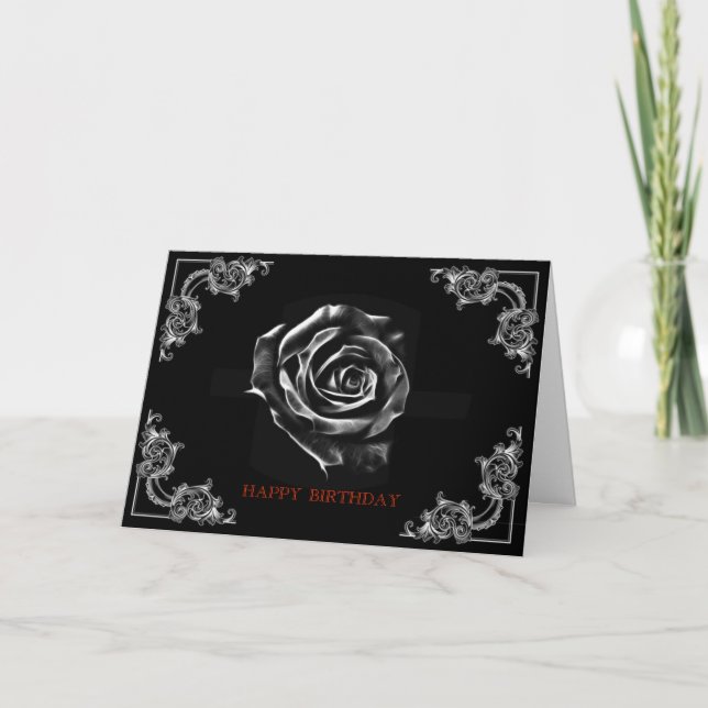 Tarjeta Rosa negro vintage por diseño artD (Anverso)