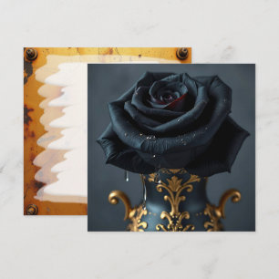 Tarjeta Rosa negro y caja de oro en blanco