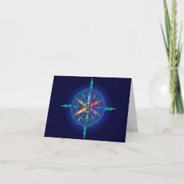 Tarjeta Rosa notecard de la brújula Kayak