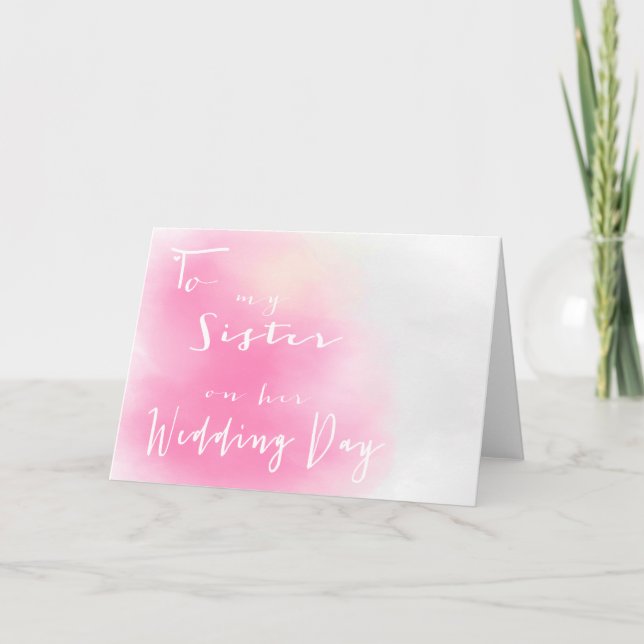Tarjeta Rosa Ombre - A Mi Hermana En Su Día De Boda (Anverso)