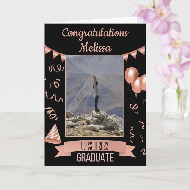 Tarjeta Rosa Oro Felicitaciones Graduación (Orquídea)