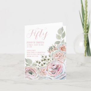 Tarjeta rosa pálido de cumpleaños de hito doblado