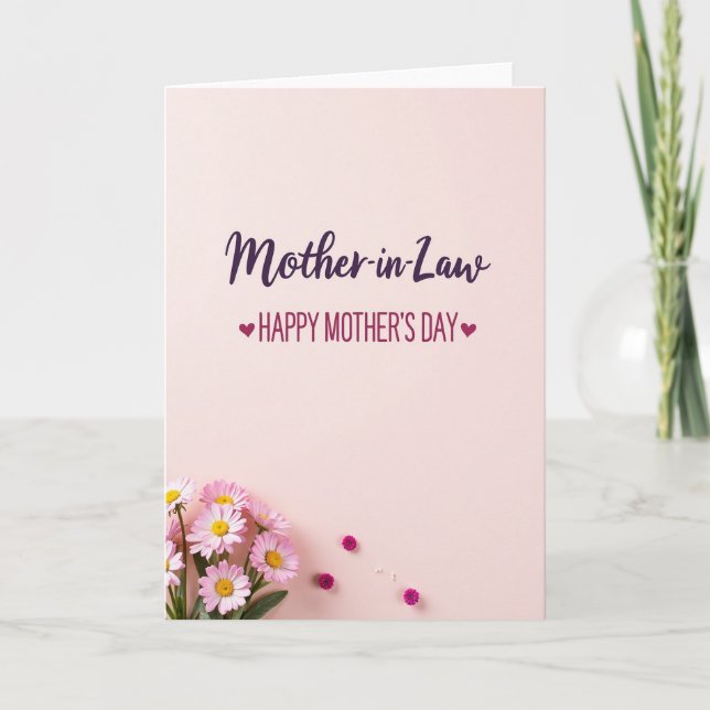 Tarjeta Rosa Pastel para Suegra (Anverso)