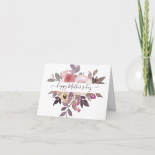 Tarjeta Rosa pastel y flores personalizadas moradas