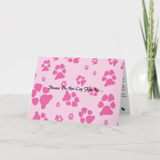 Tarjeta rosa-perro-paw-sofisticado-, Por Favor No Llorar .