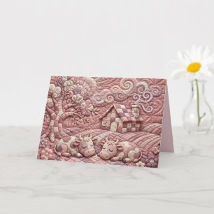 Tarjeta Rosa Polvorienta Escena Pastoral de Parche Covas A